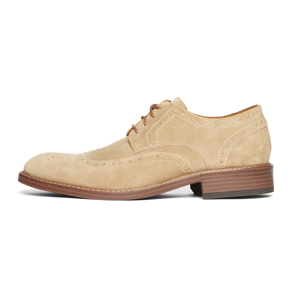 Zapatos Con Cordones Rockport Hombre Mexico - Kenton Wingtip Kaki - TYGFL6278